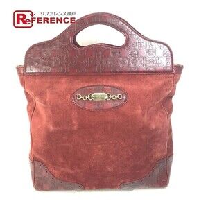 Gucci Horsebit Handbag Shier Leather Suede Wine Red